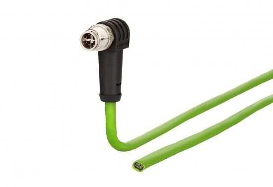 METZ CONNECT 2.0m M12 connector angled 8-pin 135° connection cable, 142M2XB0020