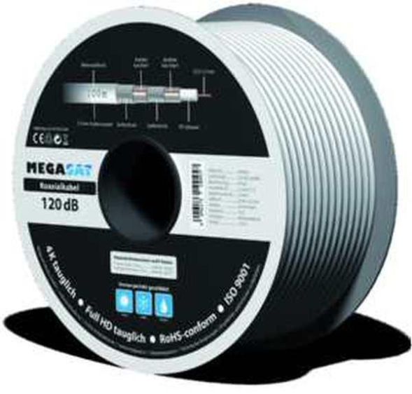Megasat coaxial cable 3-way shielded, 120dB/100m coil