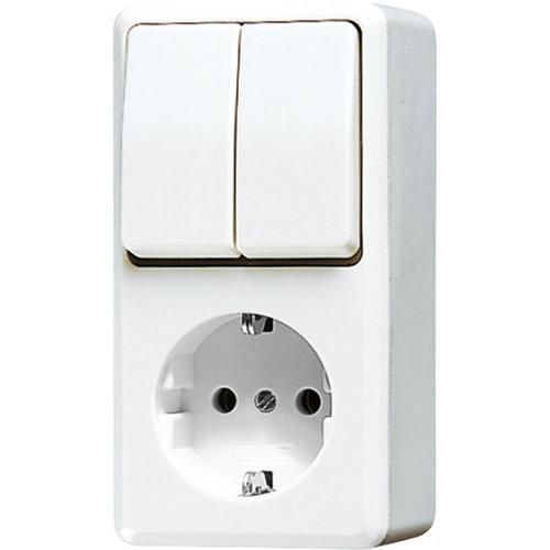Jung 675AWW SCHUKO® socket 16 A 250 V ~ with series switch 10 AX 250 V ~, AP 600, alpine white