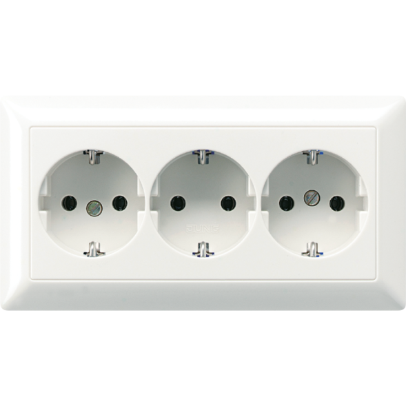 Jung AS523WW cable duct SCHUKO® socket, 3-way, 16 A 250 V ~, Duroplast, AS series, alpine white